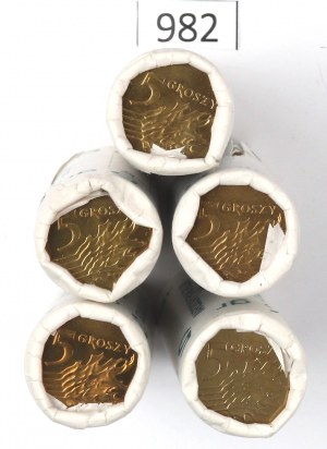 Third Republic, Set of mint rolls of 5 pennies