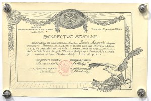 II RP, Certificate Junior Artillery Officers School - Capt Dunin-Majewski