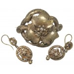 Russia, Brooch and earrings set - gold and pearls