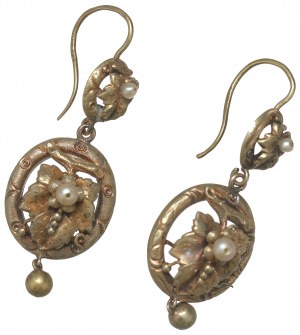Russia, Brooch and earrings set - gold and pearls