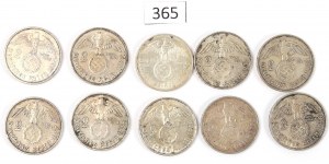 Germany, III Reich, Lot 2 mark 1937-39 Hindenburg