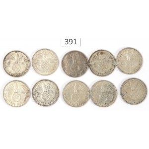 Germany, III Reich, Lot 2 mark 1937-39 Hindenburg