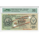 II RP, 10 million Polish marks 1923 MODEL A 123456 - PMG 53