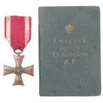 II RP, Cross of Valor 1920 Knedler - numbered with a card of the Association of former Polish Army volunteers