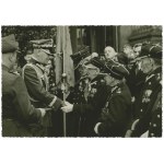 II RP, Photo of General Rydz-Smigly decorating January Insurgents with the Cross on the Silesian Ribbon of Valor and Merit