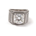 Poland/Europe, Silver signet ring with moissanite ~5 ct