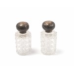 Tsarskoy Russia, Set of silver-wrought crystal containers for cosmetics