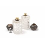 Tsarskoy Russia, Set of silver-wrought crystal containers for cosmetics