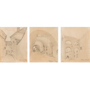 Artysta nieokreślony, polski (XIX-XX w.), Motywy z Wilna - zestaw 3 rysunków, 1923