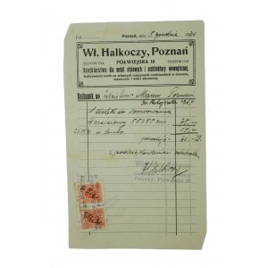 Władyslaw Halkoczy Rzeźbiarstwo dla mebli stylowych i architektury wewnętrznej RACHUNEK za stolik do serwowania 4-częściowy, Poznań 5 grudnia 1930r., [2]