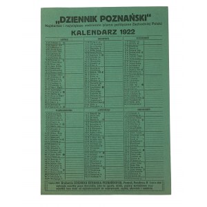 Dziennik Poznański KALENDARZ na rok 1922 , najstarsze i największe codzienne pismo polityczne Zachodniej Polski, [2]