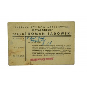 Fabryka Szyldów Metalowych Metalodruk Roman Sadowski , Toruń ul. M. Garbary 9, [2]