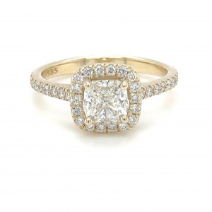 14K YELLOW GOLD 3.25 GR RING NATURAL DIAMONDS CENTER: 1.20 CT I/SI1 GIA SIDE:0.38 CT D-F/VS1-2 SIZE - 7 CERTIFICATION GIA - SFR40302