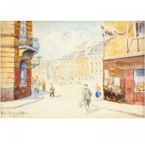 Michał Marczewski (I poł. XX w.) Widok z Zapiecka na rynek Starego Miasta, 1925