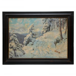 Paul Weimann (1867 Wrocław – 1945 Jelenia Góra?) Zimowy widok na masyw Śnieżki