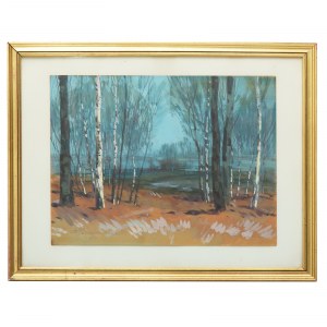 Basile Poustochkine (1893 – 1973) Krajobraz z drzewami, 1966