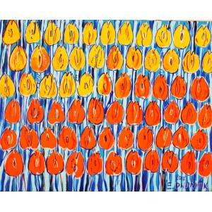 Edward Dwurnik (1943-2018), Pomarańczowe tulipany, 2017, 61 x 85 cm