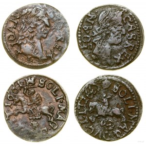 Polska, zestaw 2 x szeląg miedziany (boratynka), 1661 TLB (Ujazdów), 1665 TLB / HKPL (Wil