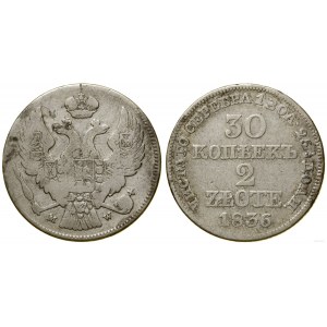 Polonia, 30 copechi = 2 zloty, 1836 MW, Varsavia