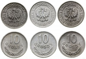 Polen, Satz: 3 x 10 groszy, 1961, 1962, 1963, Warschau