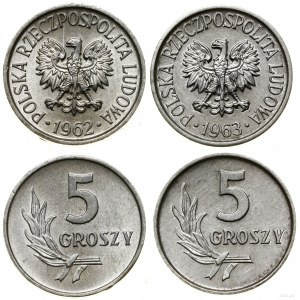Poland, set: 2 x 5 pennies, 1962 and 1963, Warsaw.