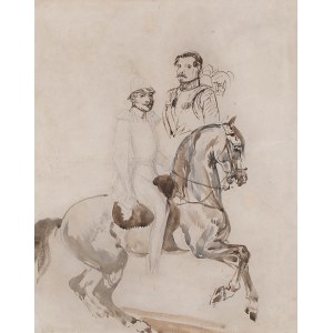 Piotr Michałowski (1800 Kraków - 1855 Krzyżtoporzyce), Żołnierz na koniu i szkic popiersia wojskowego