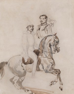 Piotr Michałowski (1800 Kraków - 1855 Krzyżtoporzyce), Żołnierz na koniu i szkic popiersia wojskowego