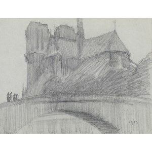 Stanisław Czajkowski (1878 Warszawa - 1954 Sandomierz), Katedra Notre Dame w Paryżu, 1912