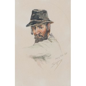 Tadeusz Rybkowski (1848 Kielce - 1926 Lwów), Portret Żyda w kapeluszu, 1891