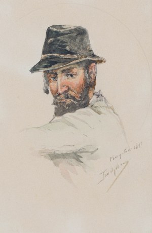 Tadeusz Rybkowski (1848 Kielce - 1926 Lwów), Portret Żyda w kapeluszu, 1891
