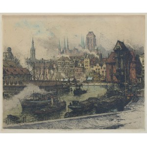 Luigi Kasimir (1881 Ptuj/Słowenia - 1962 Wiedeń), Widok na Motławę z wyspy Ołowianka w Gdańsku