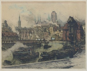 Luigi Kasimir (1881 Ptuj/Słowenia - 1962 Wiedeń), Widok na Motławę z wyspy Ołowianka w Gdańsku
