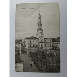 POSTCARD ZAMOSC TOWN HALL, PRE-WAR, STAMP, STAMP