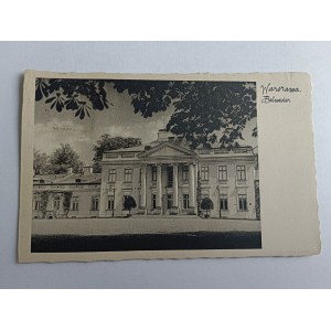 CARTOLINA BELVEDERE DI VARSAVIA, ANTEGUERRA 1937, FRANCOBOLLO, TIMBRO POSTALE