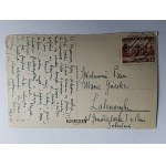 CARTOLINA BELVEDERE DI VARSAVIA, ANTEGUERRA 1937, FRANCOBOLLO, TIMBRO POSTALE