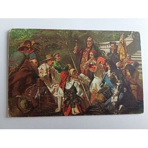 CARTE POSTALE PEINTURE POLONAISE JAN MONIUSZKO, POSTFACE DE JAN SOBIESKI