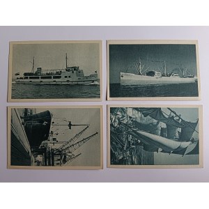 ENSEMBLE DE 4 CARTES POSTALES BATEAUX, OLIMPIA, MS MIKOŁAJ REJ, SS HEL, DAR POMORZA
