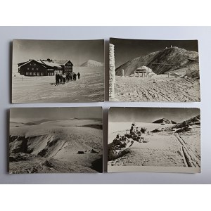 LOT DE 4 CARTES POSTALES KARKONOSZE, BOULE DE NEIGE, TIMBRE