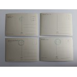 LOT DE 4 CARTES POSTALES KARKONOSZE, BOULE DE NEIGE, TIMBRE