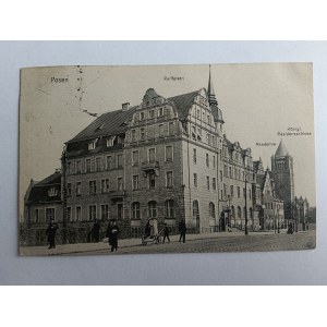 POSTCARD POZNAŃ, POSEN, RAIFFEISEN, AKDEMIA, UNIVERSITY, CASTLE, PRE-WAR, 1913, STAMP, STAMPED