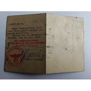 KRAKAU, CERTIFICATO, WOJCIECH OLSZOWSKI, 1940