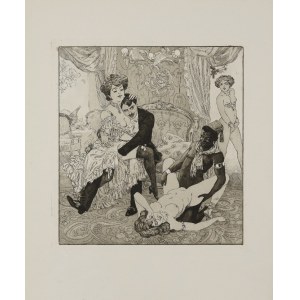 Franz von BAYROS - ps. Choisy LE CONIN, Scena erotyczna w salonie, 1907