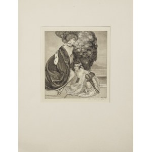 Franz VON BAYROS - ps. Choisy LE CONIN, Dama w gronostajach z dwórką, 1912