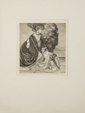 Franz VON BAYROS - ps. Choisy LE CONIN, Dama w gronostajach z dwórką, 1912