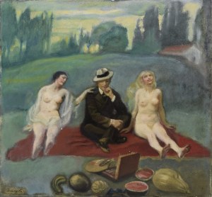 Józef UNIERZYSKI (1863-1948), Śniadanie na trawie [Miłość ziemiańska i niebiańska]