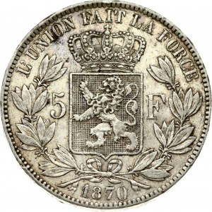 Belgicko 5 frankov 1870