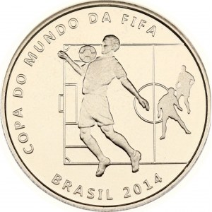 Brazil 2 Reais 2014 FIFA World Cup 2014 - Controlling the Ball in the Chest ANACS MS 68 DCAM
