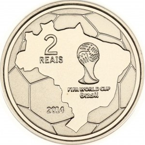Brazil 2 Reais 2014 FIFA World Cup 2014 - Controlling the Ball in the Chest ANACS MS 68 DCAM