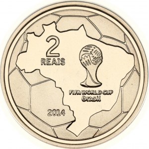Brazil 2 Reais 2014 FIFA World Cup 2014 - Saving the Ball ANACS MS 67 DCAM