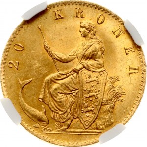 Dánsko 20 korún 1876 CS NGC MS 64